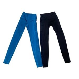High waisted Rocky Women’s Leggings in Vibrant Blue and Classic Black